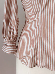 1940s 1950s - Fabulous Striped Cotton Blouse - Sz 46