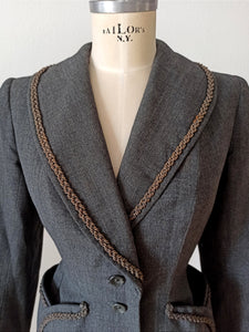 1940s - Fabulous Grey Cotton Wool Jacket - W27.5 (70cm)