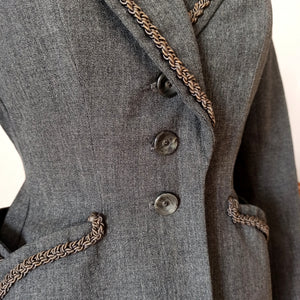 1940s - Fabulous Grey Cotton Wool Jacket - W27.5 (70cm)