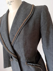 1940s - Fabulous Grey Cotton Wool Jacket - W27.5 (70cm)