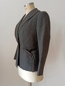 1940s - Fabulous Grey Cotton Wool Jacket - W27.5 (70cm)