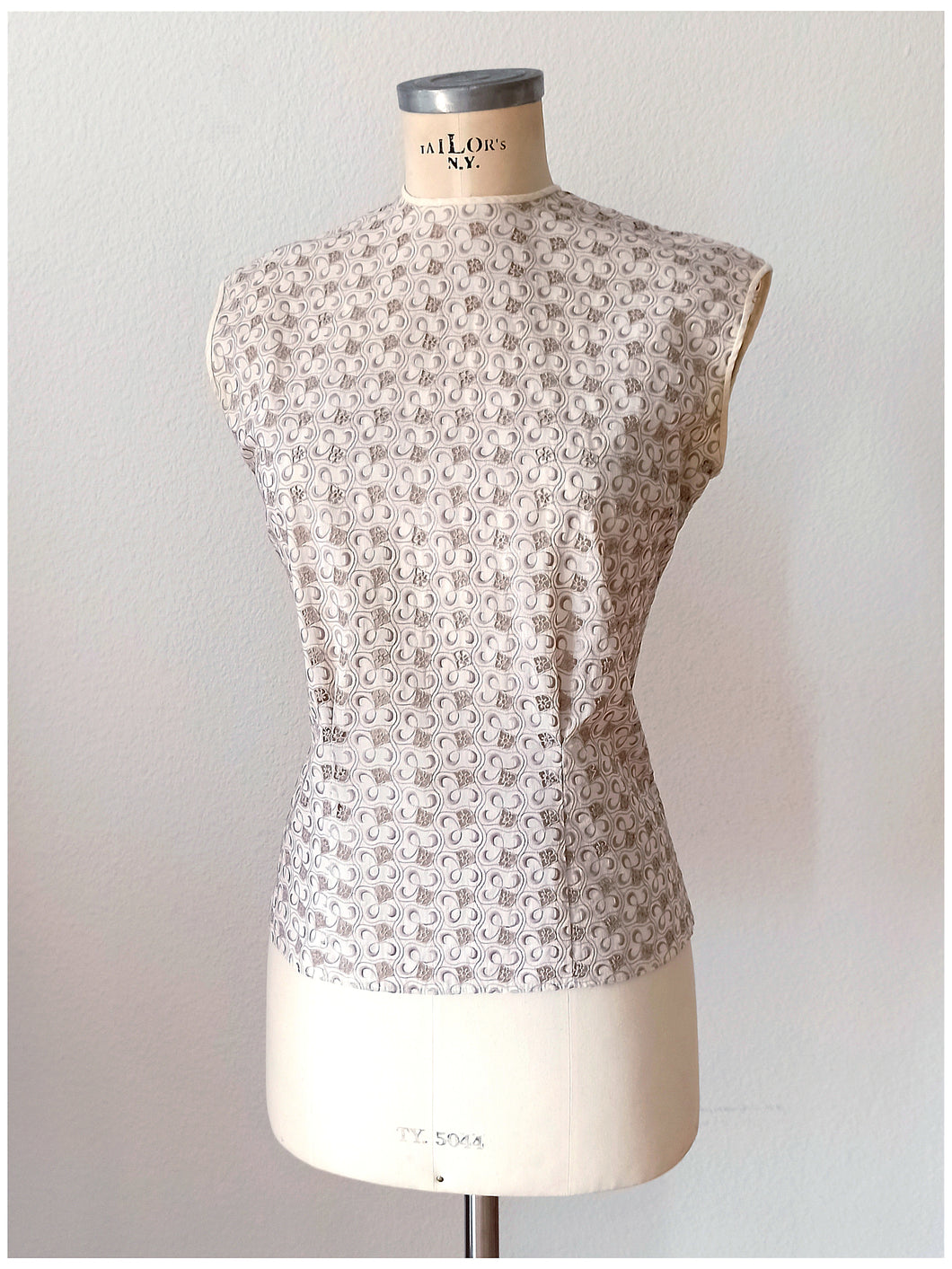1960s - Groovy Embroidered Cotton Blouse - Sz 38