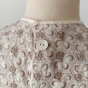 1960s - Groovy Embroidered Cotton Blouse - Sz 38