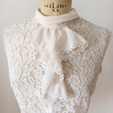 Carica l&#39;immagine nel visualizzatore di Gallery, 1960s - Fabulous Jabot Collar Nylon Lace Blouse - Sz 42
