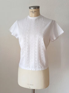 1960s - Adorable White Cotton Blouse