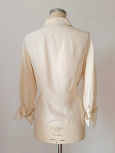 1940s - Exquisite Embroidery Silk Blouse - Sz 46