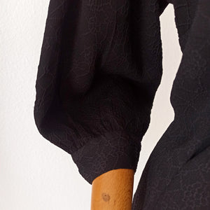 1950s - Superb Lantern Sleeves Textured Crepe Blouse - W39 (100cm)