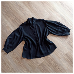 1950s - Superb Lantern Sleeves Textured Crepe Blouse - W39 (100cm)