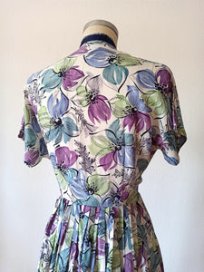 1940s - Splendorous Floral Cold Rayon Dress - W30 (76cm)