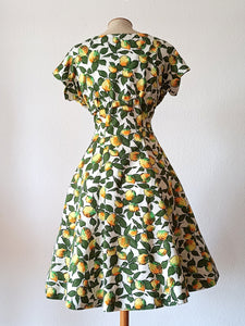 1950s - Spectacular Parisien Lemons Print Bolero Dress - W27.5 (70cm)