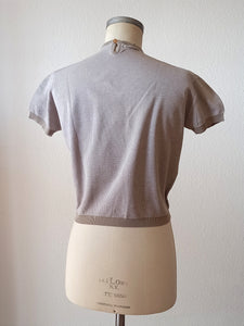 1960s - SUBLYM, Spain - Deadstock Beige Knit Top - Sz 4