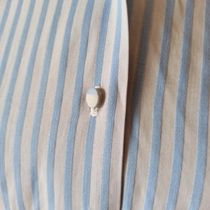 1950s - Gorgeous Blue Stripes Blouse - Sz 40