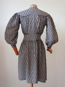 1940s - Gorgeous Lantern Sleeves Rayon Dress - W28.5 (72cm)