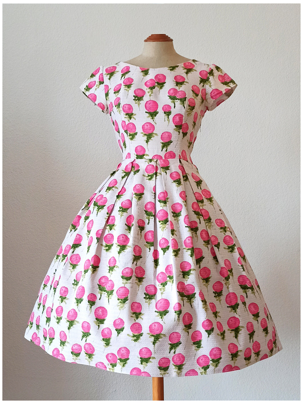 1950s 1960s - Adorable Floral Print Cotton Dress - W27.5 (70cm)