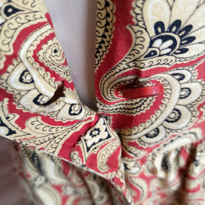1940s - Superb Tile Printed Rayon Dress - W28.5 (72cm)