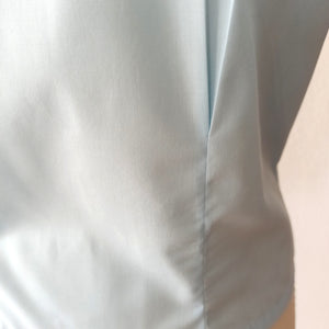 1950s - COUTURE, France - Cute Baby Blue Cotton Blouse - W34.5 (88cm)