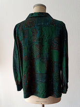 Cargar imagen en el visor de la galería, 1960s - Fabulous Green Abstract Blouse - Sz 50
