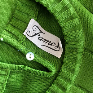 1960s - FAMOS, Spain - Fabulous Green Knit Jumper . Sz M