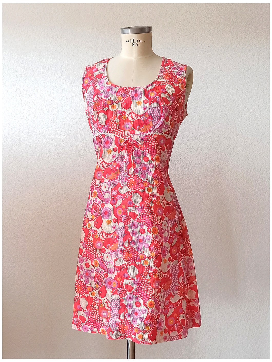 1960s - Gorgeous Psychedelic Dress - Sz 42 - W33 (84cm)