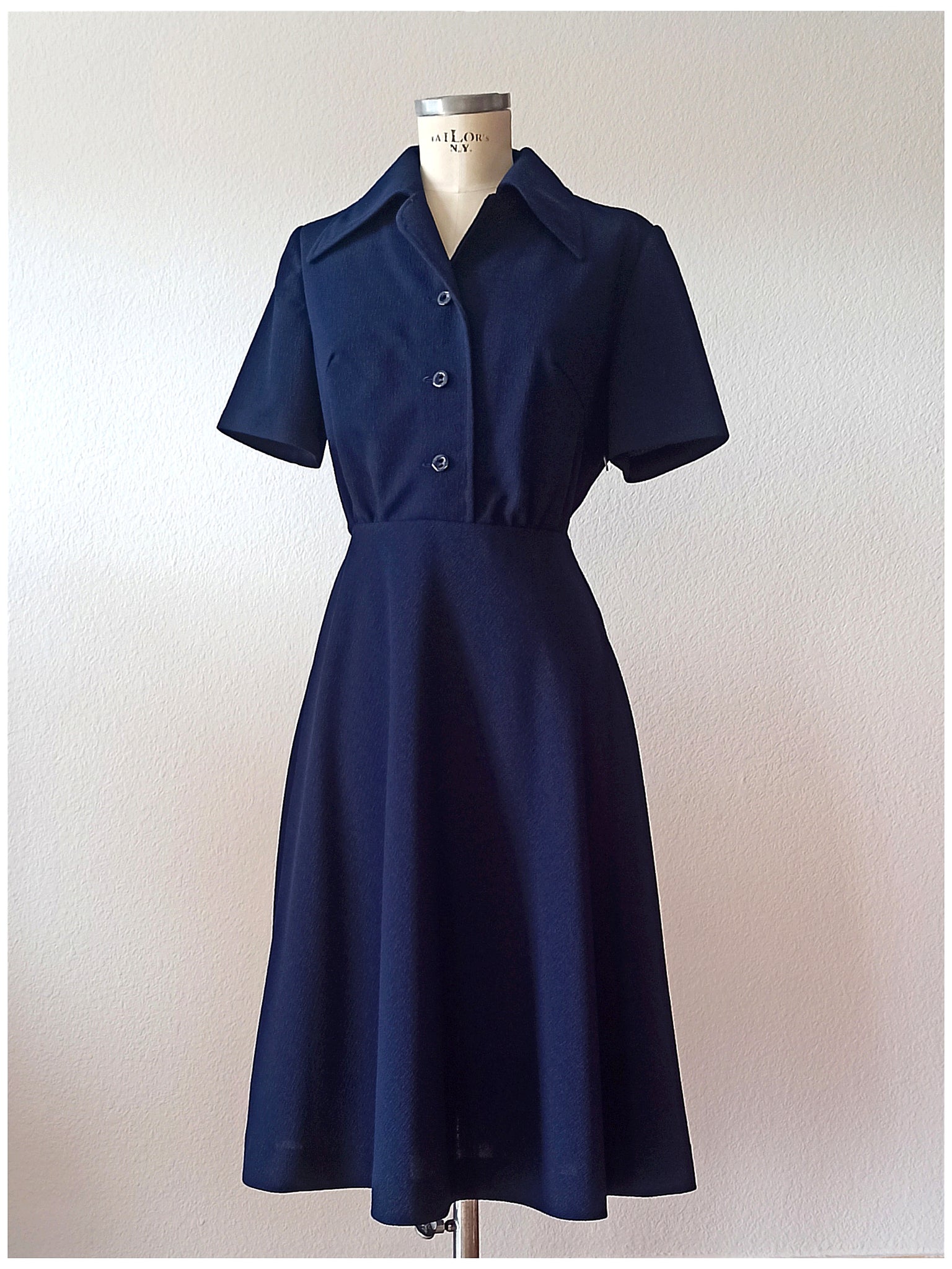 1960s 1970s - Does 40s Navy Blue Dress - W28 (72cm) Der Fuchs Vintage 1960s 1970s - Does 40s Navy Blue Dress - W28 (72cm) Der Fuchs Vintage