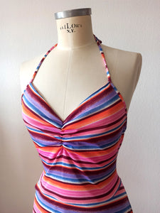 1970s - GADGING - Superb Striped Summer Dress - W30 (76cm)