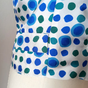 1960s - Gorgeous Abstract Satin Blouse Jacket