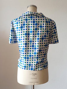 1960s - Gorgeous Abstract Satin Blouse Jacket
