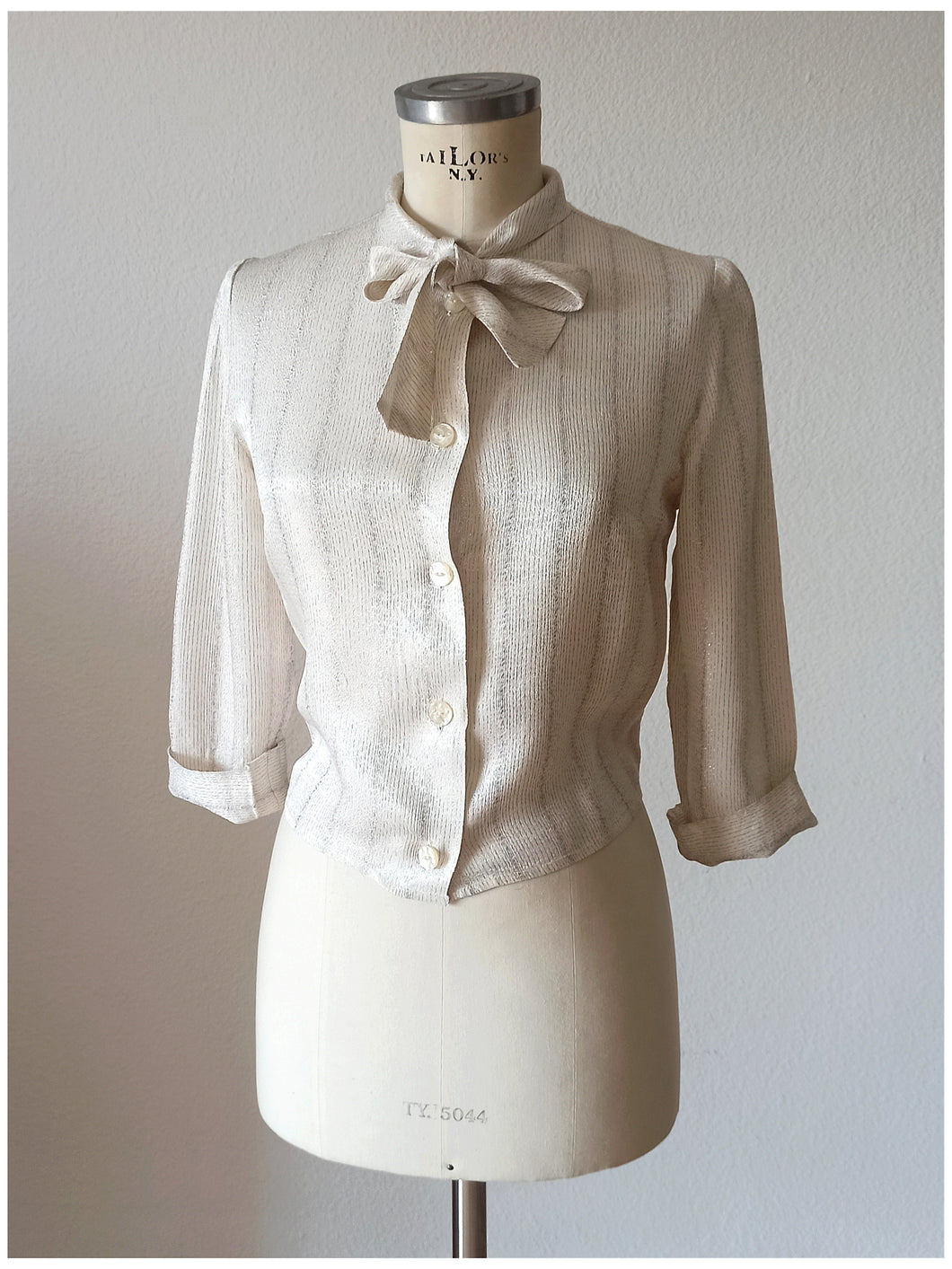 1960s - Divine Rayon Silk Lurex Blouse - Sz 36