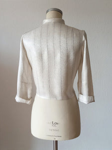 1960s - Divine Rayon Silk Lurex Blouse - Sz 36