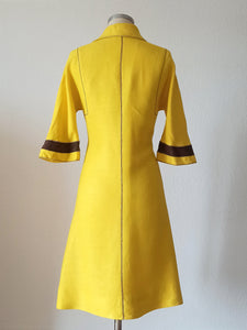 1960s - Stunning Yellow Front Zipper Rayon Dress - W31 (80cm)
