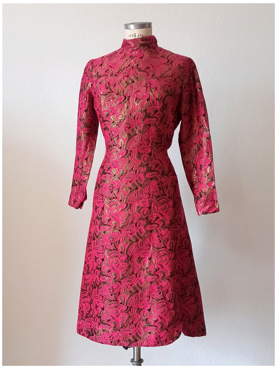 1960s - Spectacular Fucsia Black Lurex Dress - W33 (84cm)
