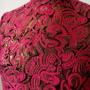 1960s - Spectacular Fucsia Black Lurex Dress - W33 (84cm)