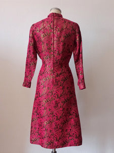 1960s - Spectacular Fucsia Black Lurex Dress - W33 (84cm)