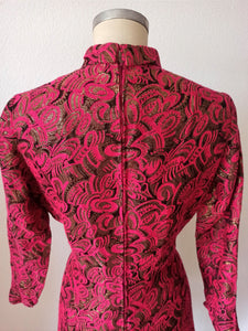 1960s - Spectacular Fucsia Black Lurex Dress - W33 (84cm)
