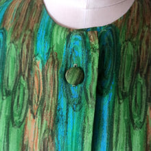 Load image into Gallery viewer, 1960s - Green German Abstract Silk Blouse - Size 44
