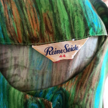 Load image into Gallery viewer, 1960s - Green German Abstract Silk Blouse - Size 44
