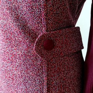 1960s 1970s - Gorgeous Burgundy Flecked Dress - W30 (76cm)