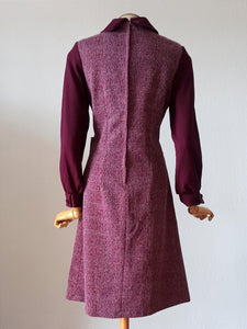 1960s 1970s - Gorgeous Burgundy Flecked Dress - W30 (76cm)
