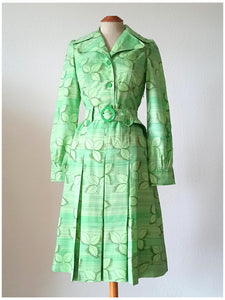 1960s 1970s - Stunning Green Buckle Dress - W27.5 (70cm)