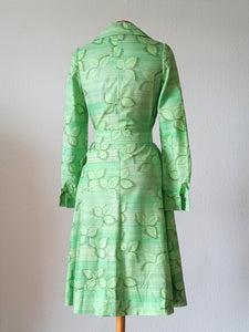 1960s 1970s - Stunning Green Buckle Dress - W27.5 (70cm)