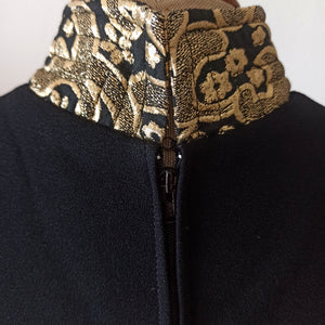 1960s - Stunning Black Rayon Crepe Gold Dress - W29 (74cm)
