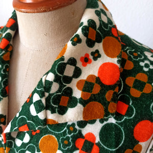 1960s 1970s - Geometric Print Cozy Dress - W32 (82cm)
