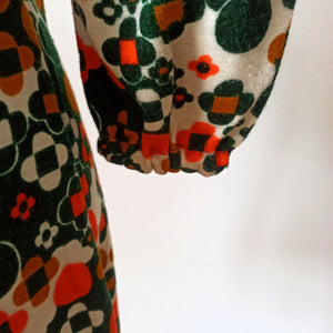 1960s 1970s - Geometric Print Cozy Dress - W32 (82cm)