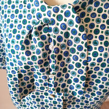 Load image into Gallery viewer, 1960s - Gorgeous Green Blue Printed Satin Blouse
