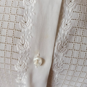 1960s - White Embroidery Cotton Blouse