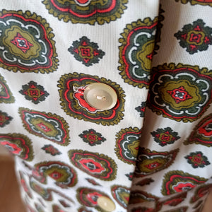 1960s - Cute Printed Nylon Home Dress - Sz 44