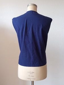 1960s - ANANN, Austria - Adorable Blue Cotton Blouse - Sz 44