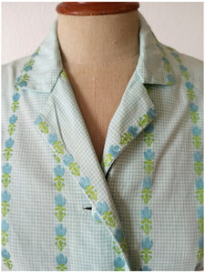 1950s 1960s - Adorable Green Vichy Floral Dress - W29 (74cm)