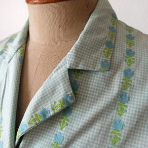 1950s 1960s - Adorable Green Vichy Floral Dress - W29 (74cm)
