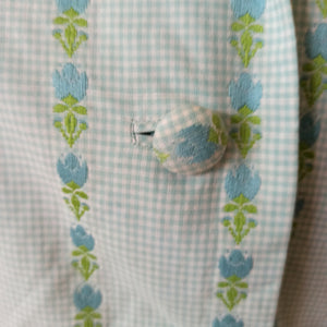 1950s 1960s - Adorable Green Vichy Floral Dress - W29 (74cm)